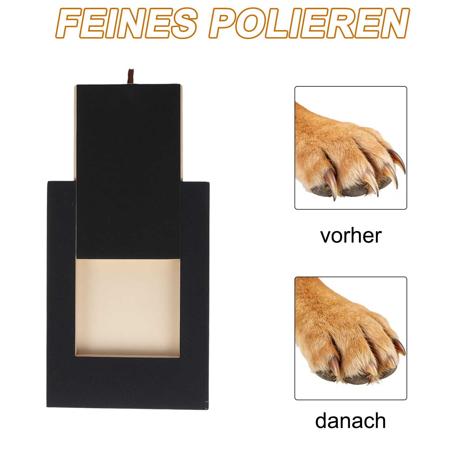 Krallenschleifer für Hunde - 35x25x3cm Kratzbrett Hund mit Leckerlibox, 2 Stücke Schleifpapier, Stressfrei Krallenschleifer für Hundekrallen, Alternative zu Krallenknipsern und -Schleifern für Hunde