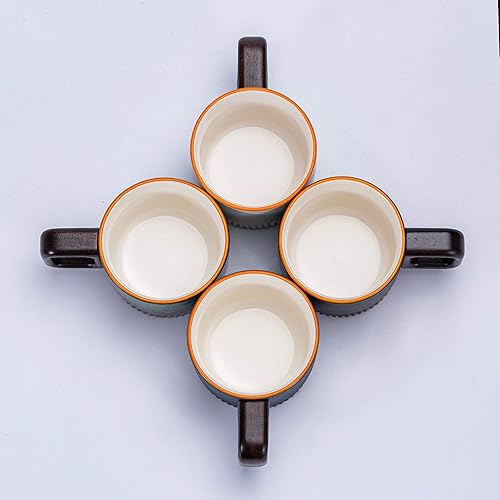 Miniatura 6 de Juego de 2 tazas de café expreso, tazas de cerámica de 2 onzas, tazas Demitasse para té o café (verde oscuro)