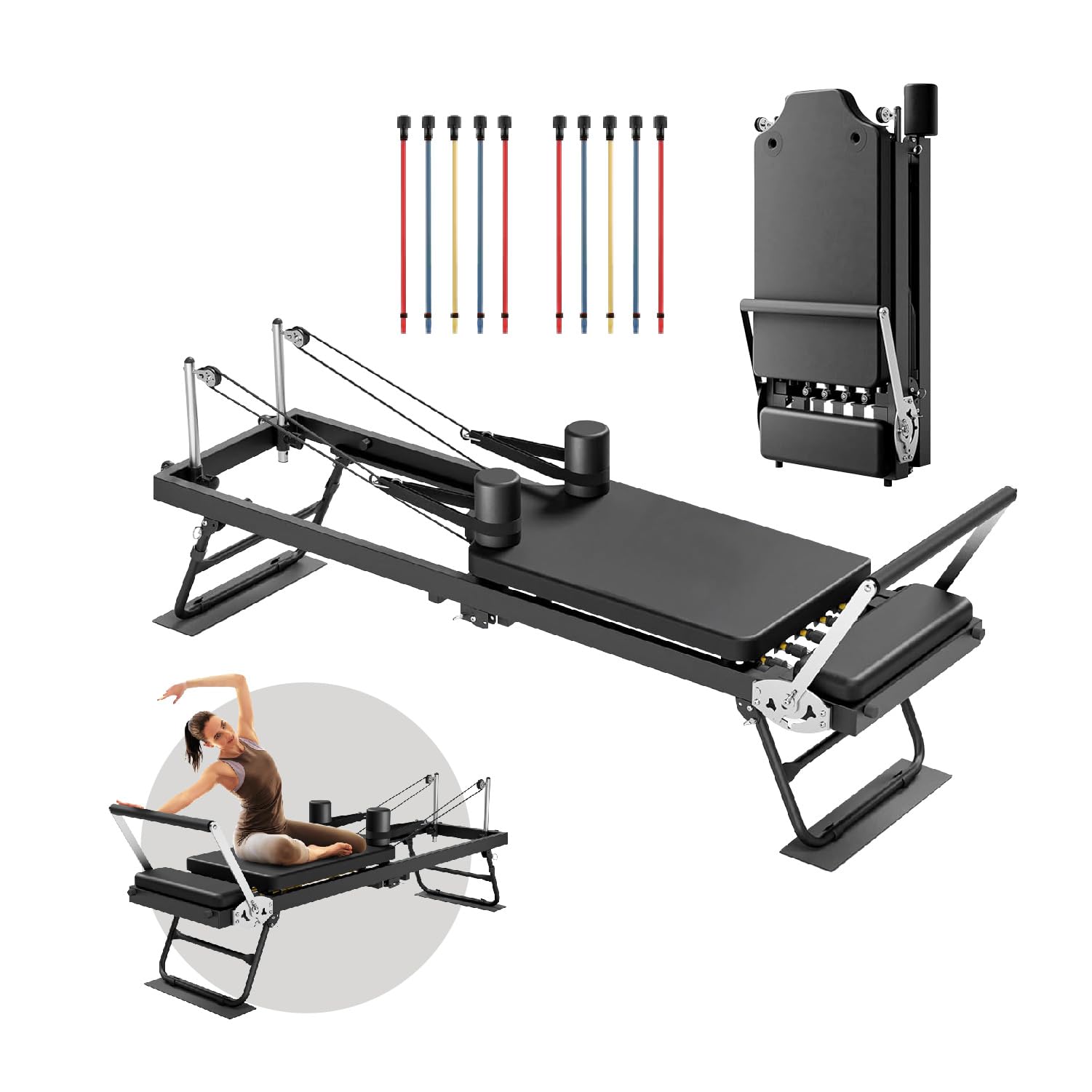 Amazon.co.jp: Kurflo ピラティスリフォーマー 自宅用 ピラティス