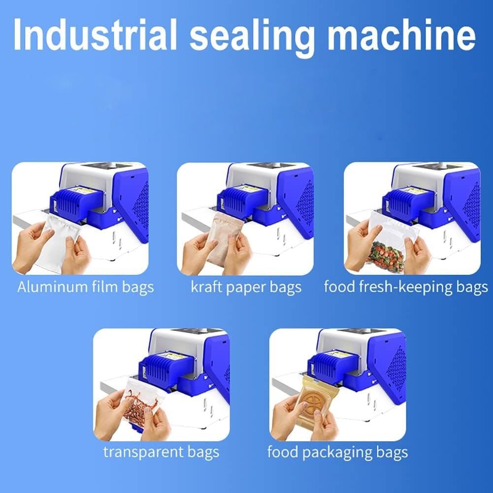 Máquina automática de sellado de bolsas, Máquina de sellado continuo, 300 W 6 M/min, Máquina envasadora en rollo de 2500 bolsas/H, Temperatura de sellado térmico: 80-200 °C