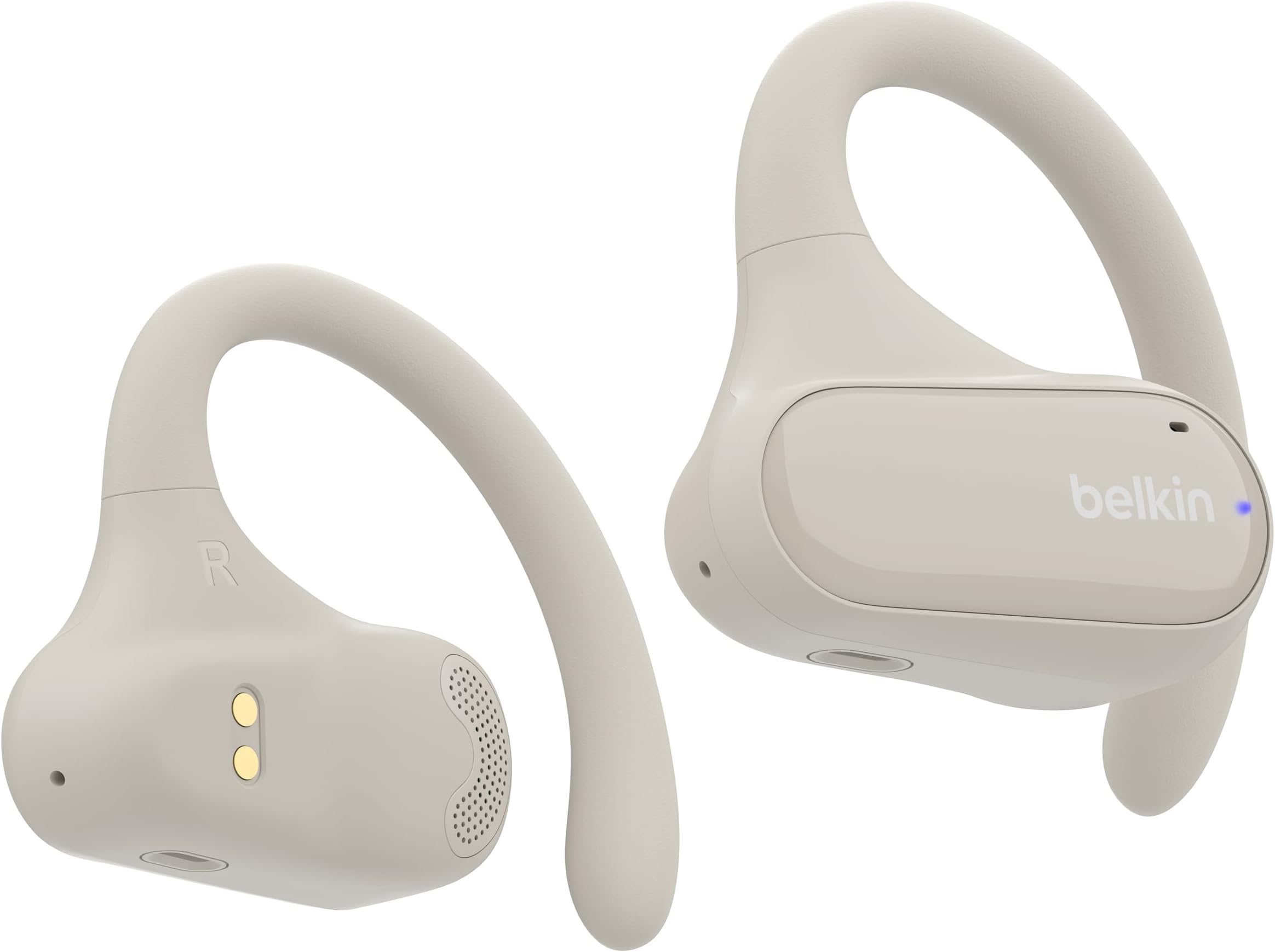Belkin SoundForm ClearFit Open-Ear Wireless Earbuds, Lightweight Sport Earphones, Bluetooth Earbuds w/Long-Lasting Comfort, IPX5 Waterproof Earbuds for iPhone, Hiking, Biking, Running, & More - Sand