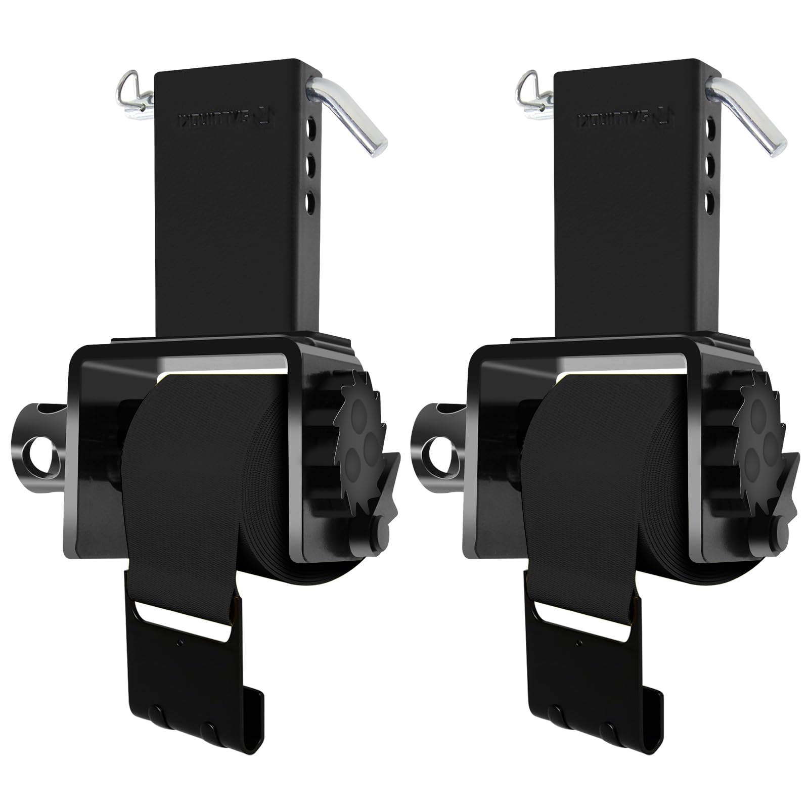 Kit di 4 picchetti per verricello tascabile, capacità 7,3 kg, accessori a pianale piatto, include cinghie per verricello a base piatta da 10,2 cm, 9 m, nero per tasche da 2 x 4 pali