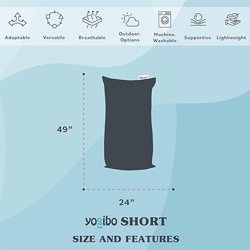 Miniatura 3 de Yogibo Puf corto para adultos, niños y adolescentes con relleno, suave, afelpado, cómodo, sensorial, sofá biplaza, funda lavable, neutro brillante