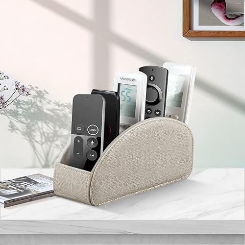 Miniatura 7 de Soporte para control remoto, organizador de escritorio de cuero para 5 habitaciones y decoraciones para sala de estar, almacenamiento de mesita