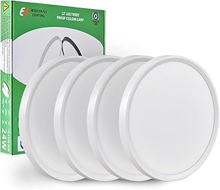4PK 12 Inch LED Flush Mount Ceiling Light, 24W, 2520LM, 3000K/4000K/6000K CCT Selectable, Round Flat Panel Light Low Profile Ceiling Light Fitures for Hallway, Kitchen, Bedroom, Laundry Room (White)