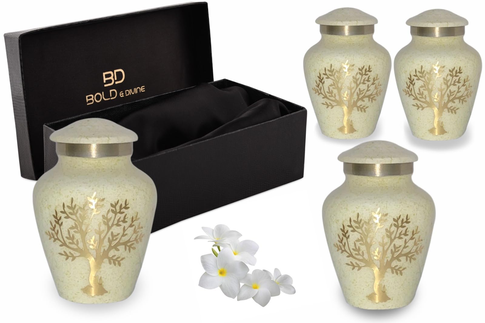 Tree of Life Keepsake Urns for Human Ashes, 4 Small Keepsakes, Decorative Urns for Ashes Adult Female & Male, Funeral Urns