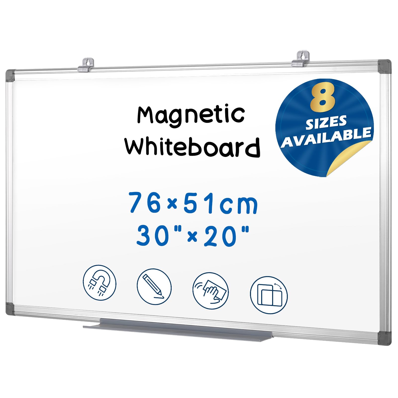 s swancrown magnetic white board 30 x 20 inches dry erase board, hanging whiteboards for door, office, home, dorm- teachers/students/family