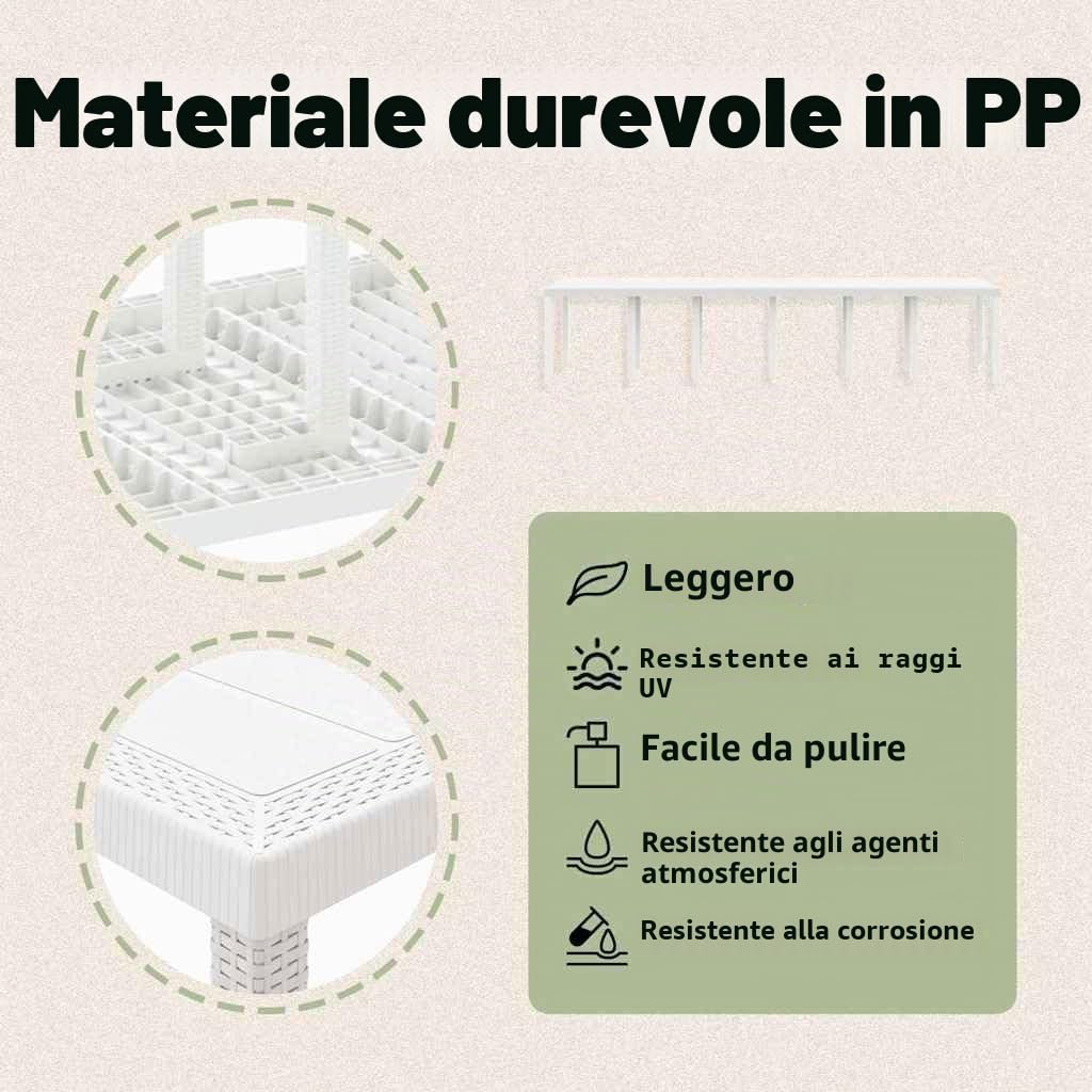 vidaXL Tuinstafel Wit 350 x 100 x 74 cm poly rattan | Deze mooie tafel geeft je buitenruimte een trendy vibe, Je kunt 'm makkelijk uitbreiden voor meer gasten,