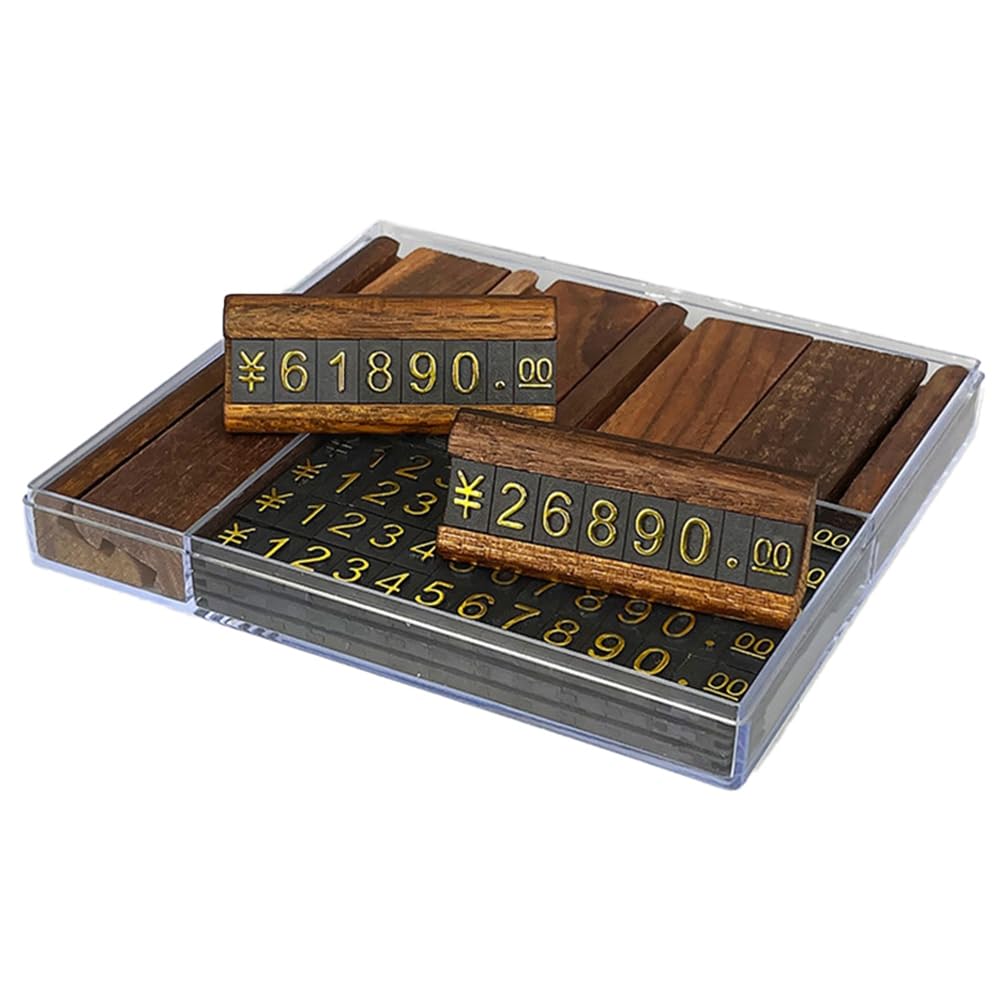 Tsudoku 10 Sets/Box Mini Wood Combined Number Price Cube Tag Jewelry Adjustable Number Pricing Label Sign Holder Card Stand B Easy Install Easy to Use