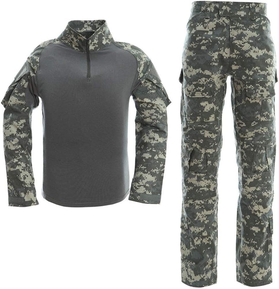 LANBAOSI Men's Tactical Combat Shirt and Pants Set Long Sleeve Multicam Woodland BDU Hunting Military Uniform 1/4 Zip: Clothing, Shoes & Jewelry