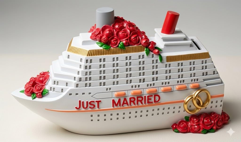 Just Married - Salvadanaio a forma di sposi, in ceramica, per matrimonio