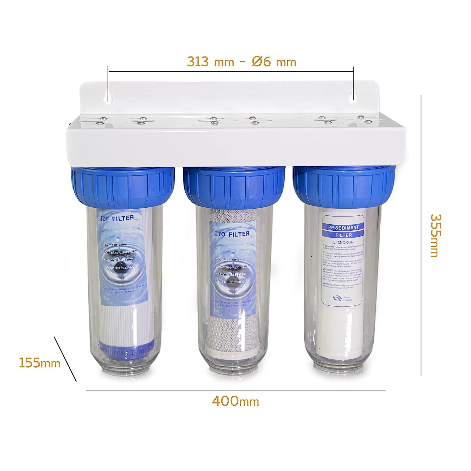 FILTRO ACQUA KIT TRE STADI CARTUCCIA NW-BR10B4 FILTRAZIONE SEDIMENTI E CARBONI ATTIVI (3/4" - 26.16mm)