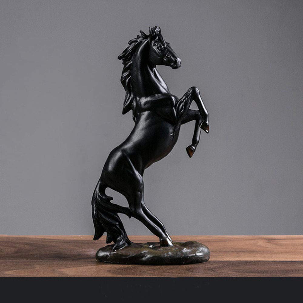 Statue de cheval noir en résine, le cadeau idéal pour bureau