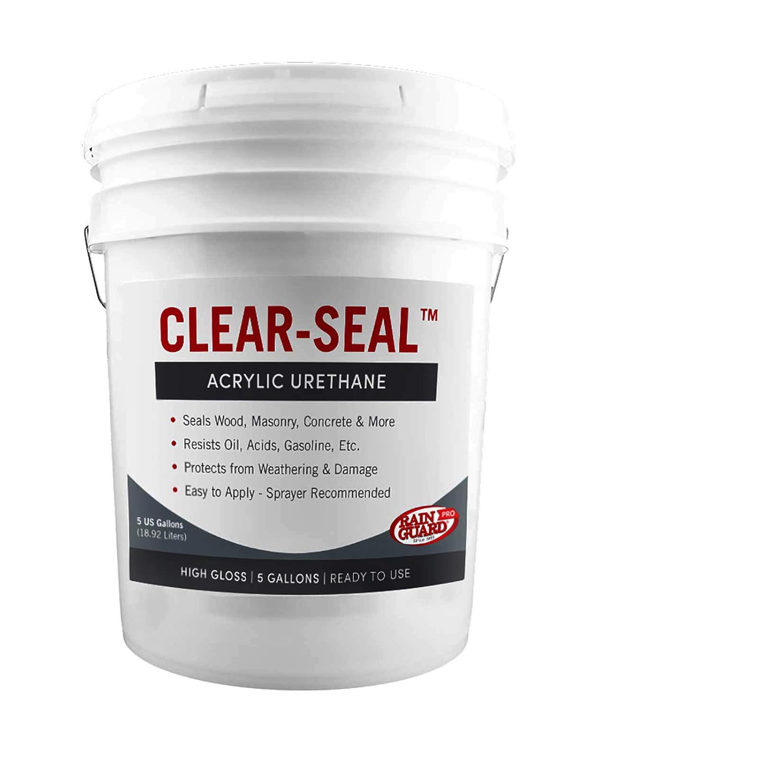 Rain Guard Water Sealers - CLEAR-SEAL - Professional Sealer and Finish Coat For Decorative Concrete, Stone, And Other Masonry Surfaces - Acrylic Urethane Coating - Low Gloss - Ready To Use - 1 Gallon