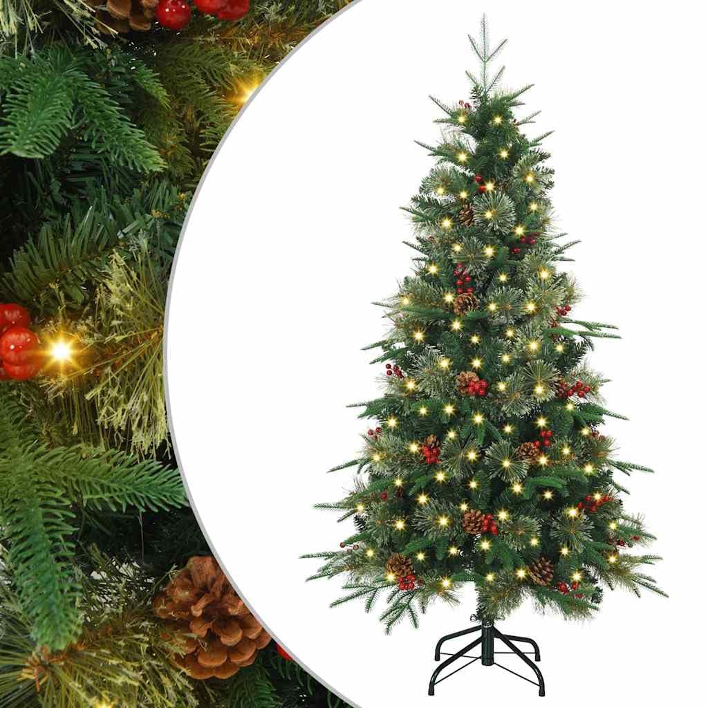 Sztuczna składana choinka, zielona, 150 cm, PE i PCW, z 150 diodami LED, 8 trybów, zasilanie USB, do użytku wewnątrz i na zewnątrz, świąteczna dekoracja