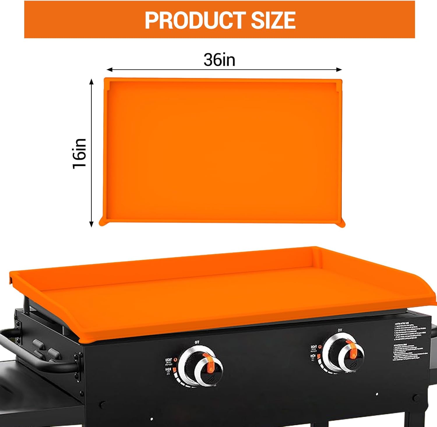 36-Inch Heavy-Duty Silicone Grill Cover - Waterproof, Oil-Resistant, Dirt-Proof with 16-Inch Accessory Lid for Outdoor BBQ Protection
