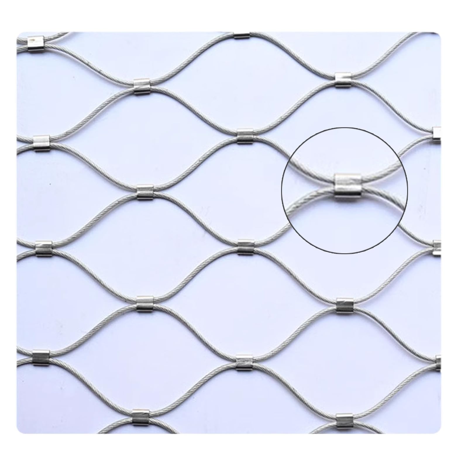 Malla Metálica De Acero Inoxidable 7x7 – Flexible, Galvanizada, Con Mosquetones, Tamaño De Ojal 10x10 Cm, Carga De Rotura 517 Kg, Para Jardín, Balcones Y Protección De Animales