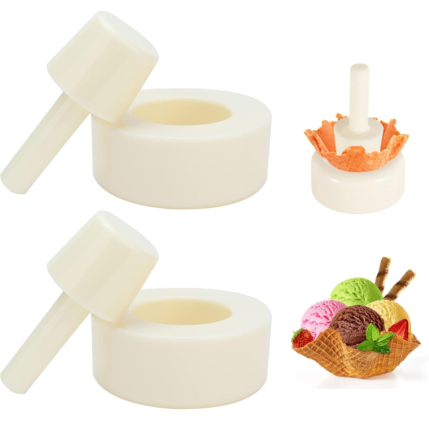 2 Stück Knuspriger Waffelkegelhersteller, Plastik Eismaschine Kegelwalze Formwerkzeug Waffelkegel Shaper Gebäck Eis Waffel für Küche