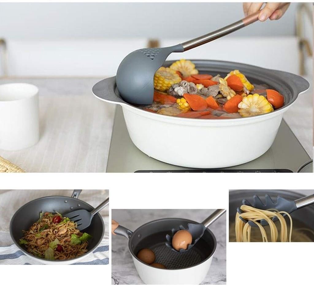 spoons 3-Piece Nylon Utensil Set-SMulti-Soup Ladle Spaghetti Server shovel — Safe for Non-Stick Cookware Kitchen Utensil Set Dinner spoon