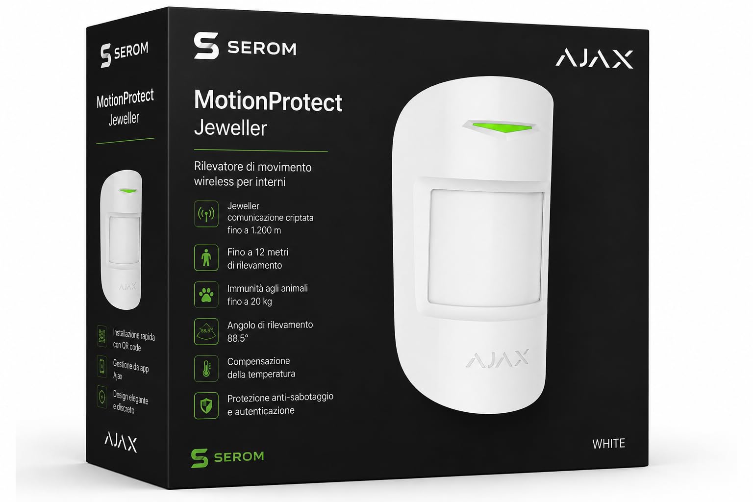 MotionProtect Jeweller 38193.09.WH1 Capteur PIR sans fil d'intérieur Blanc