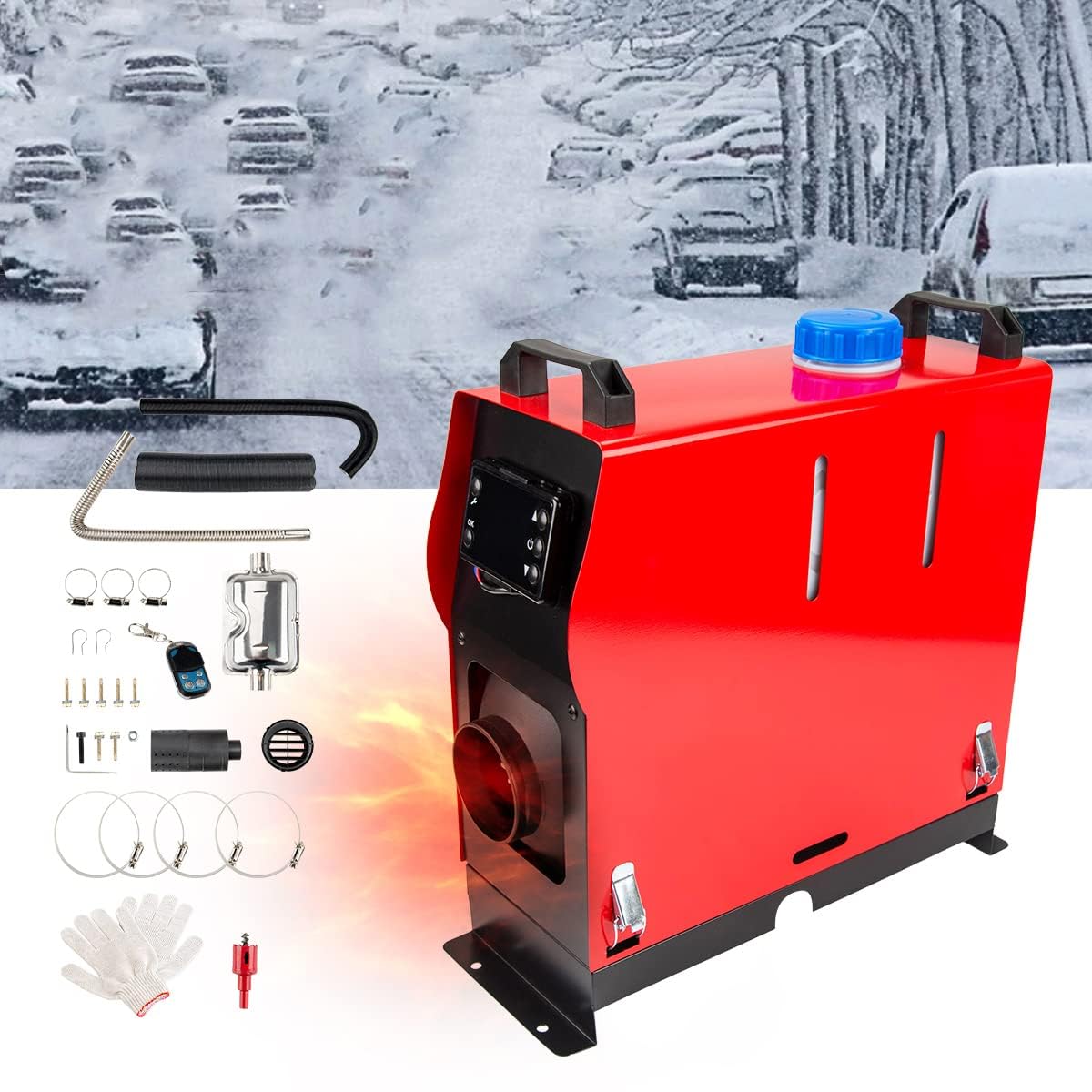 Calefactor de aire de 5 kW y 12 V con ventilador de calentamiento rápido, todo en uno con interruptor LCD para camiones, barcos, remolques, autocaravanas, coches de turismo y furgonetas camper.
