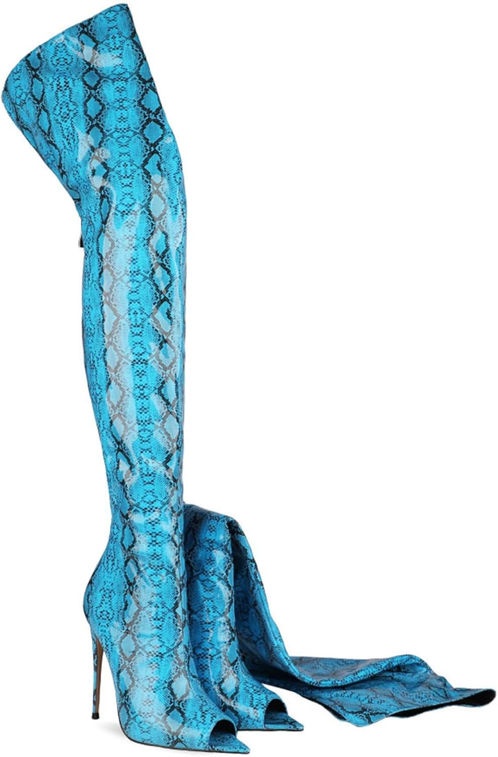 Women's Fashion Peep Toe Over The Knee Boots, Sexy Large Size Sweet High Heel Thigh High Boots for Party, Banquet And Catwalk