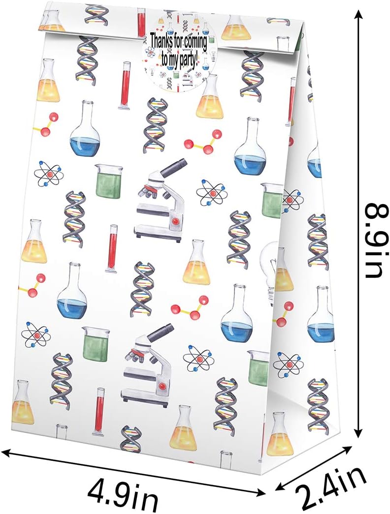Science Party Favors Candy Bags with Stickers - Science Goodie Gift Treat Bags - Science Themed Birthday Party Supplies image 2