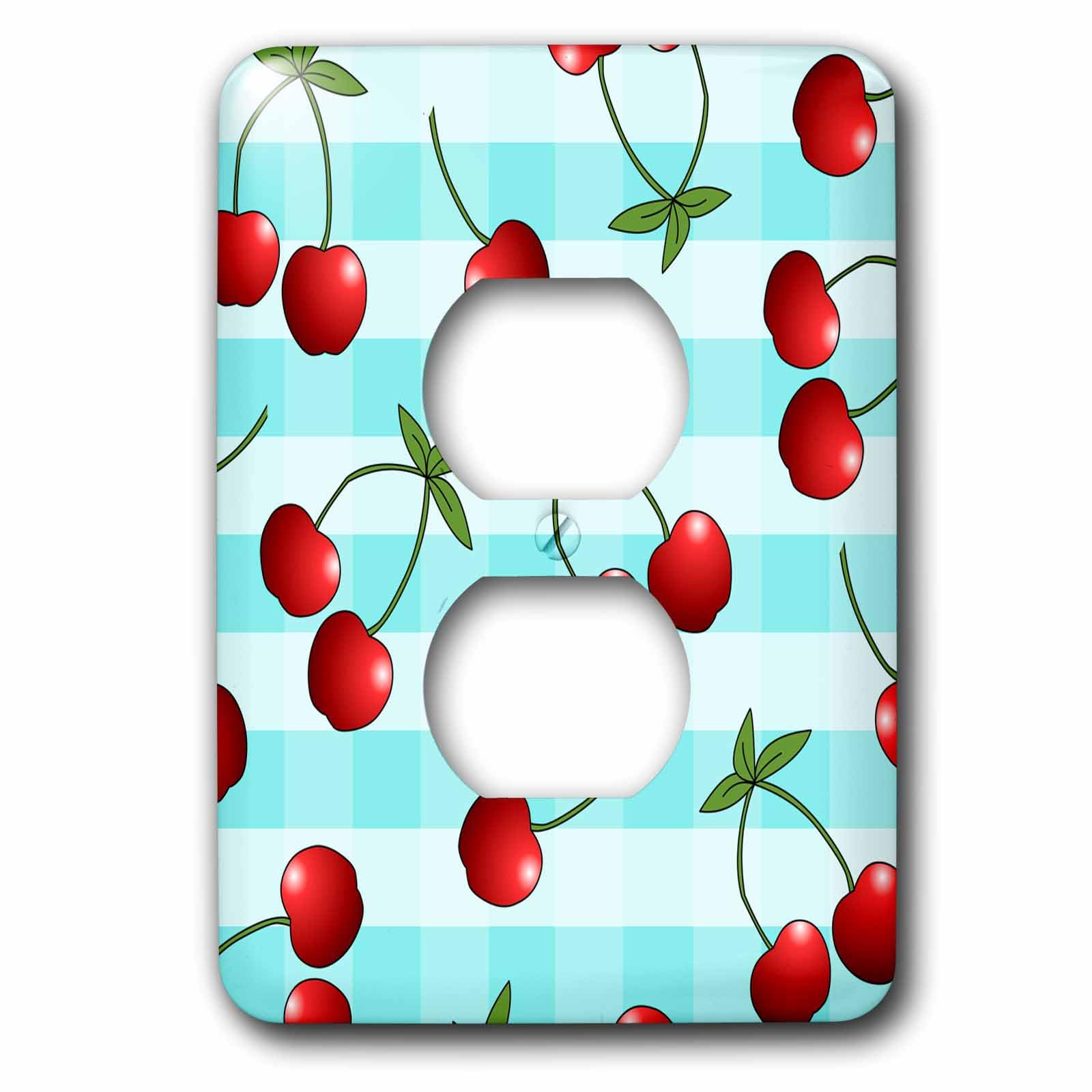 Cerises rouges juteuses cache de sortie 2 prises pour cuisine rétro colorée