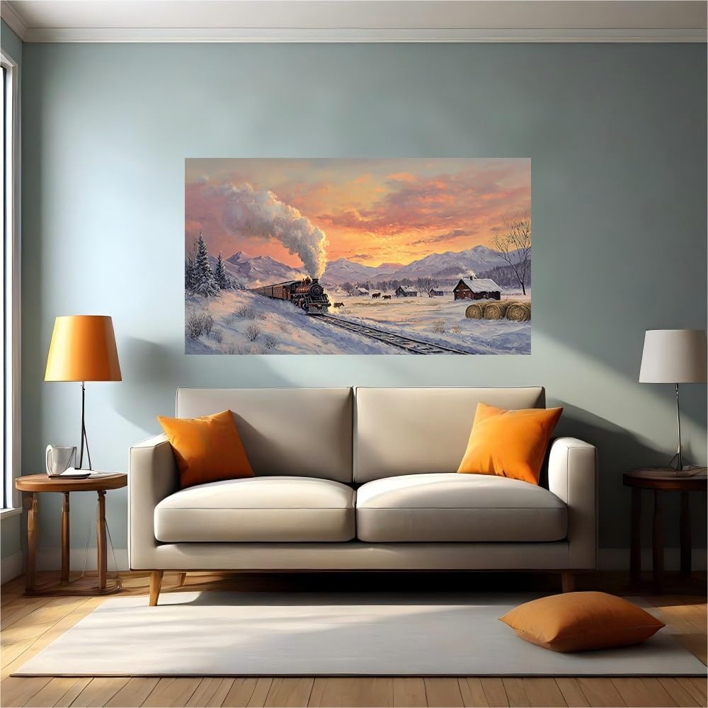 Calcomanías de pared tren de vapor gran formato 120x80cm vinilo adhesivo decorativo de alta adherencia