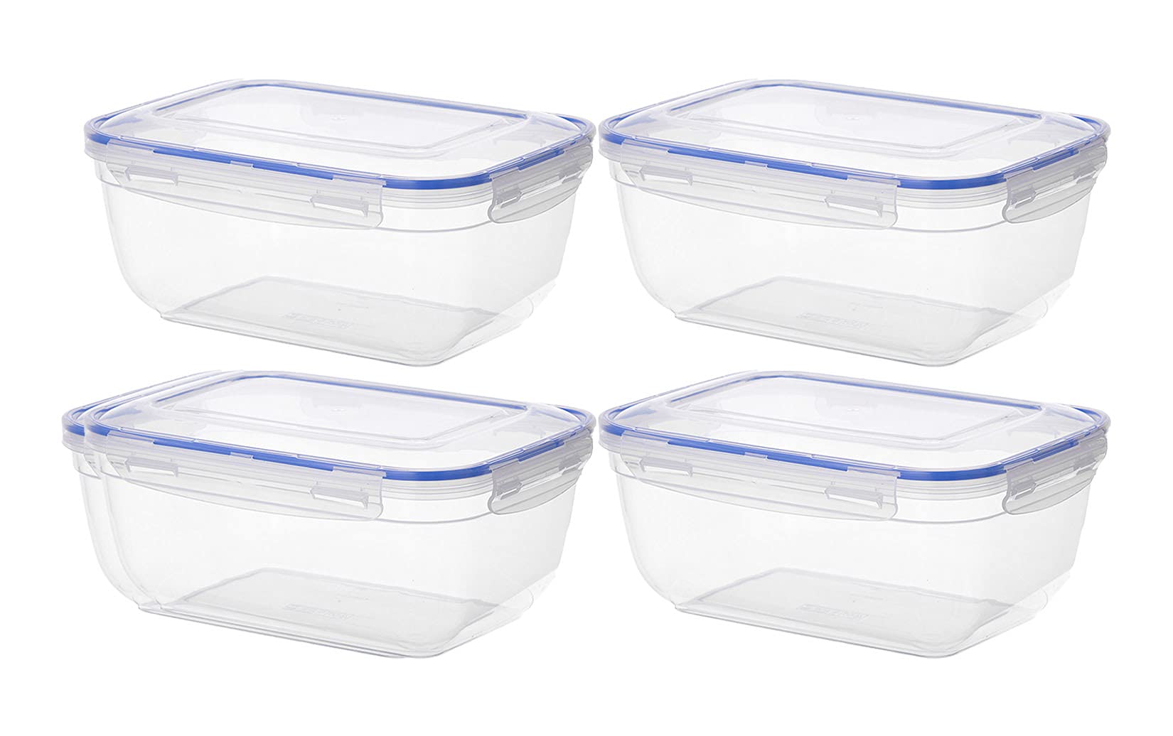 Superio Versiegelte Frischhaltedosen, 4 Stück, 4,2 l, luftdicht, auslaufsicher, rechteckige Form, mikrowellen- und gefriergeeignet, BPA-freier Kunststoff (4 l, 4,2 Quart)