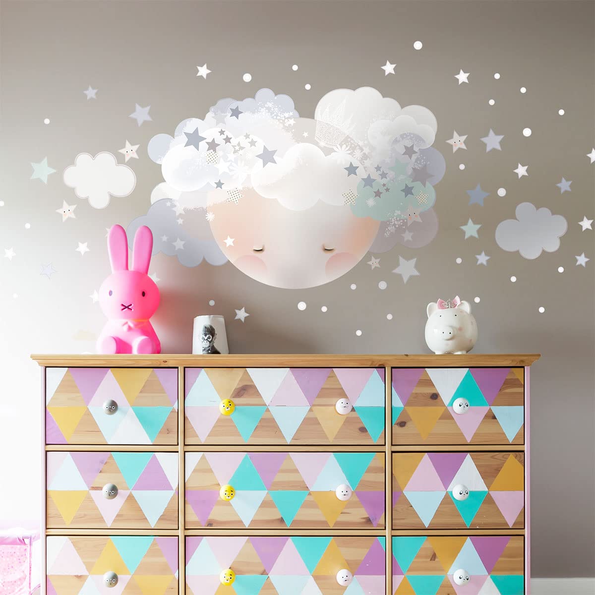 Stickers muraux enfants pour créer un ciel étoilé bohème de bébé