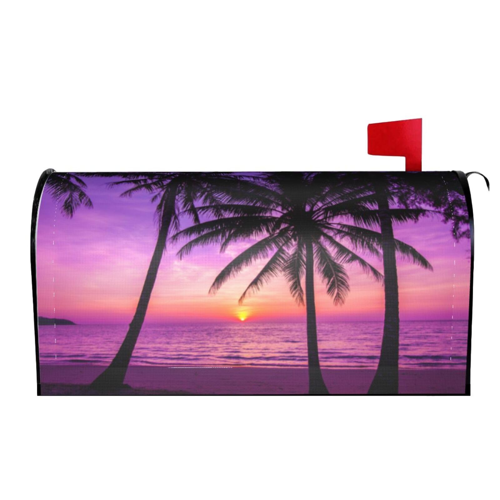 Palm Trees Silhouette at Sunset Mailbox Covers Magnetic Wraps Post Letter Box Cover Garden Home Decor