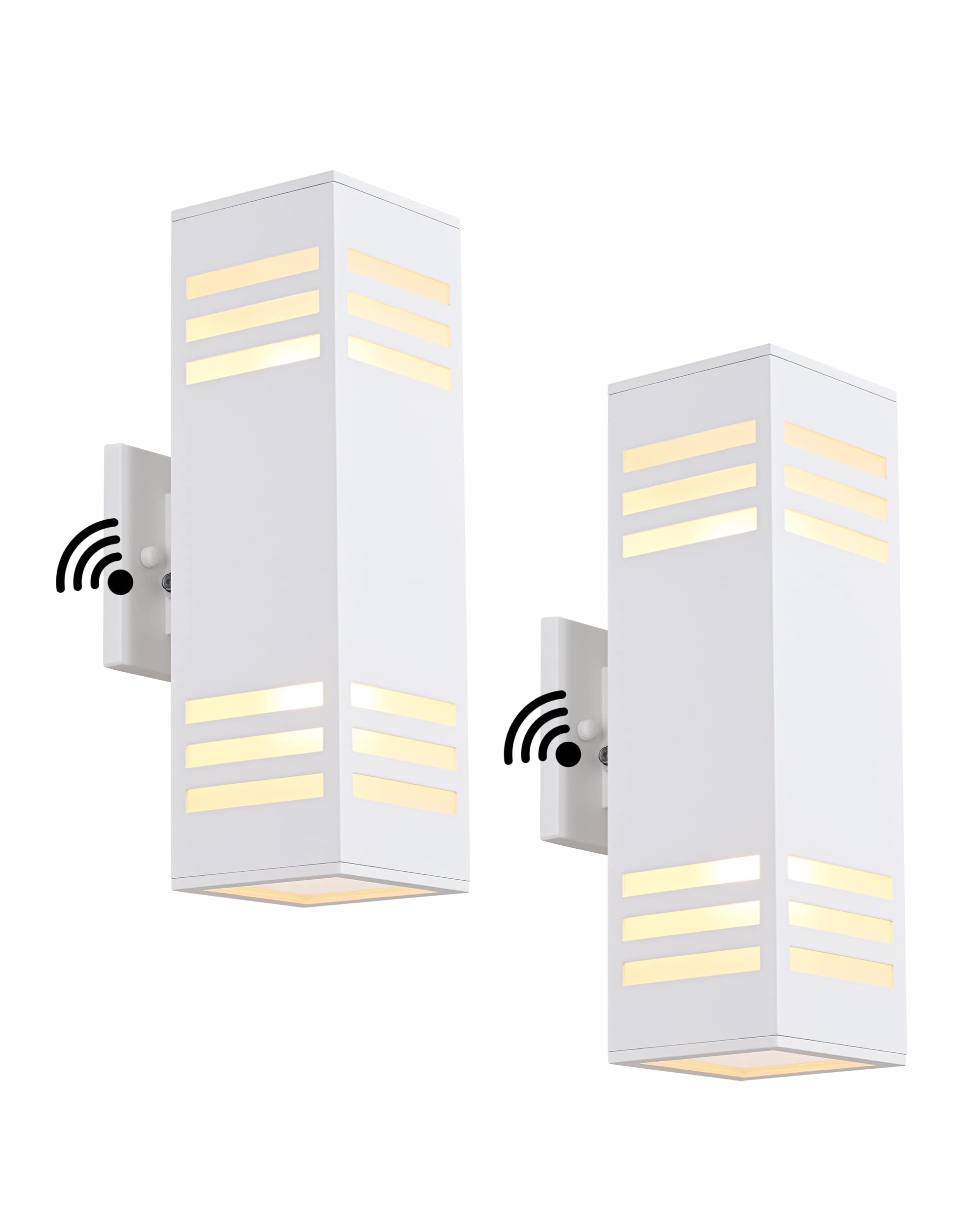 Housen Solutions Dusk to Dawn Outdoor Lighting, IP65 Waterproof Exterior Light Fixtures, 2 Pack Sensor Porch Light Outdoor Wall Sconce for House Garage, Matte White Aluminum