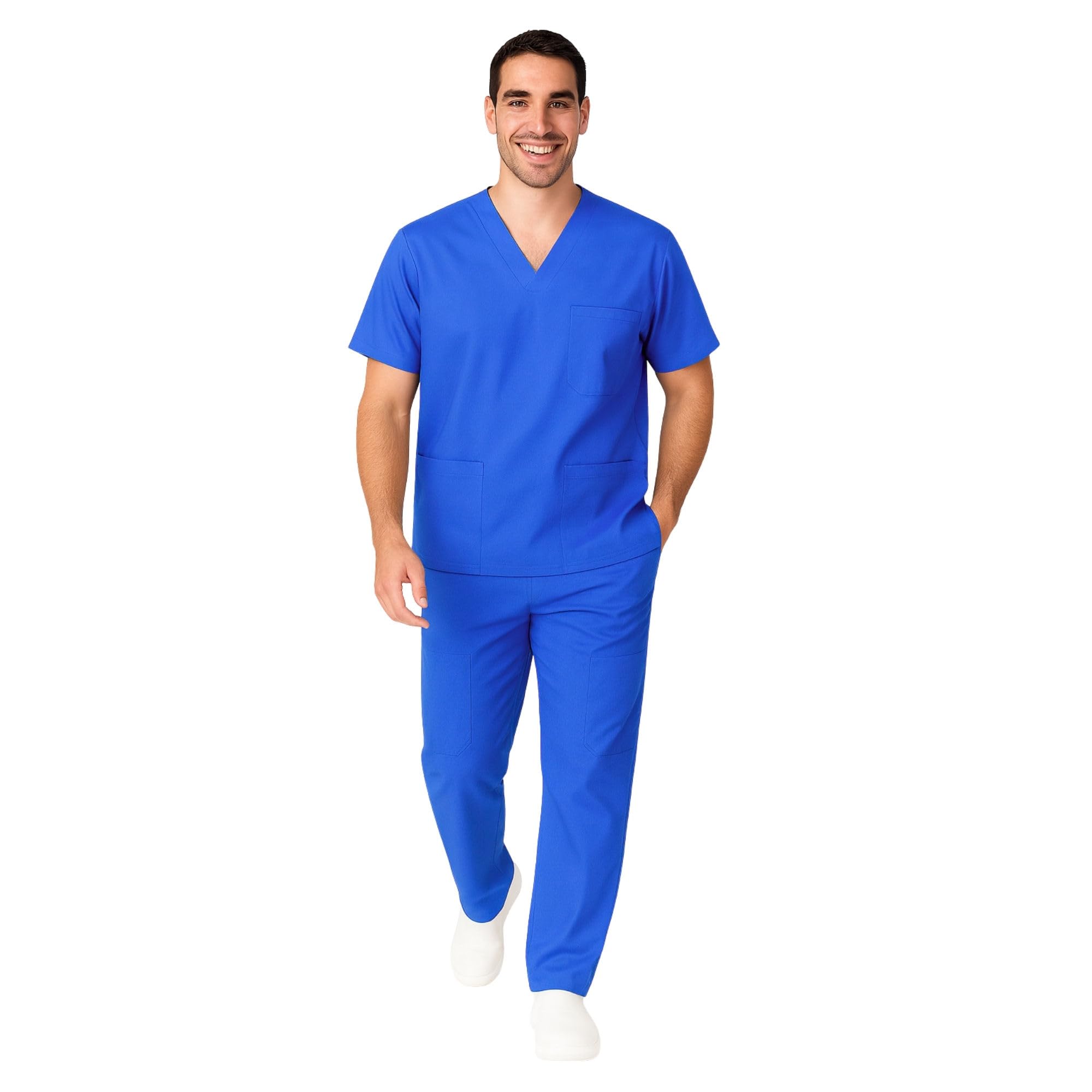 m&m scrubs Men Scrub Set Medical Scrub Top and Pants, True Royal Blue, Medium-picture-18