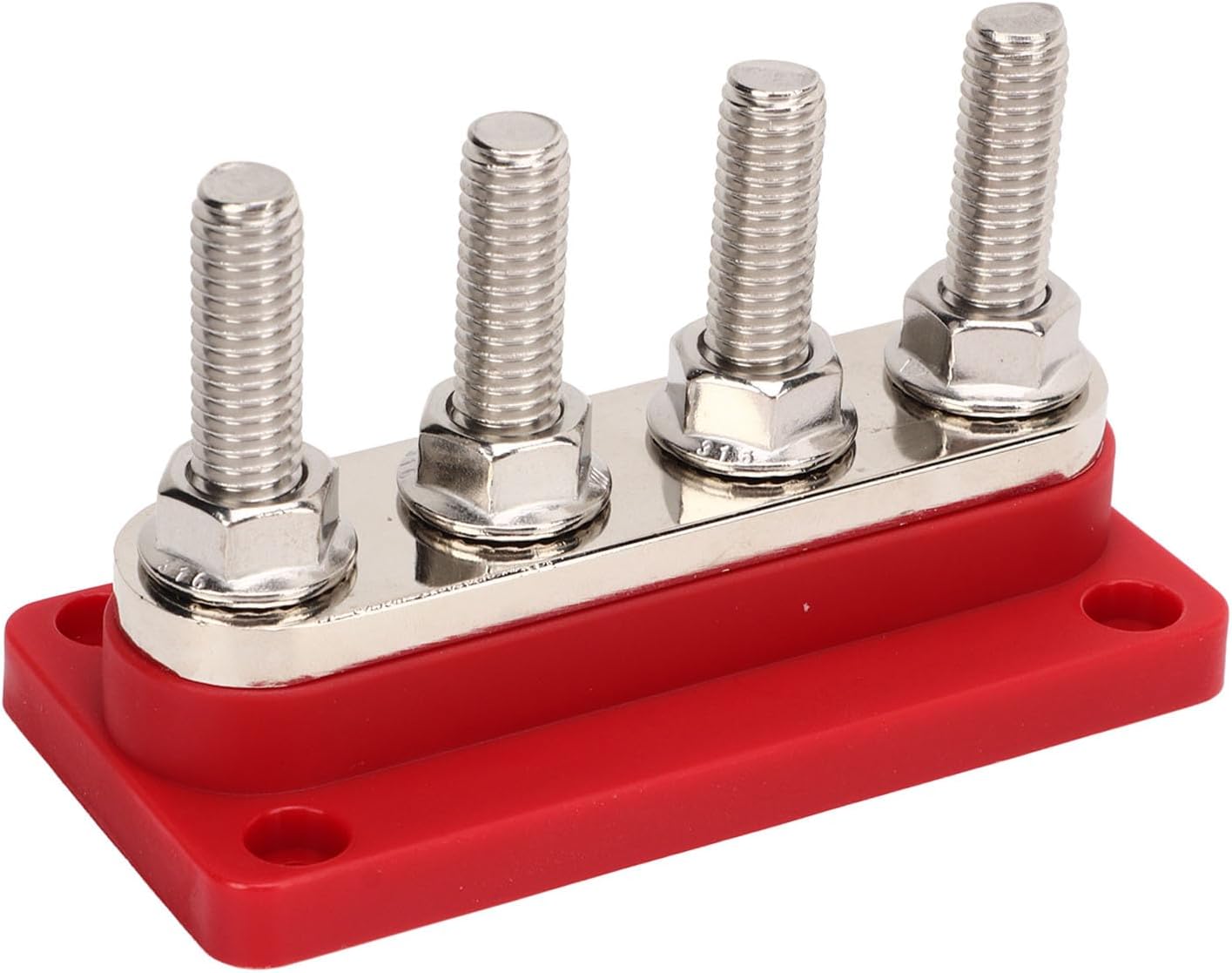 4 Post Power Distribution Block 3/8 Inch M10 Studs Battery Bus Bar with Cover DC12V to 48V 300A - Organized Wiring, Multiple Connection Points, Easy Installation for Cars and B (Red)