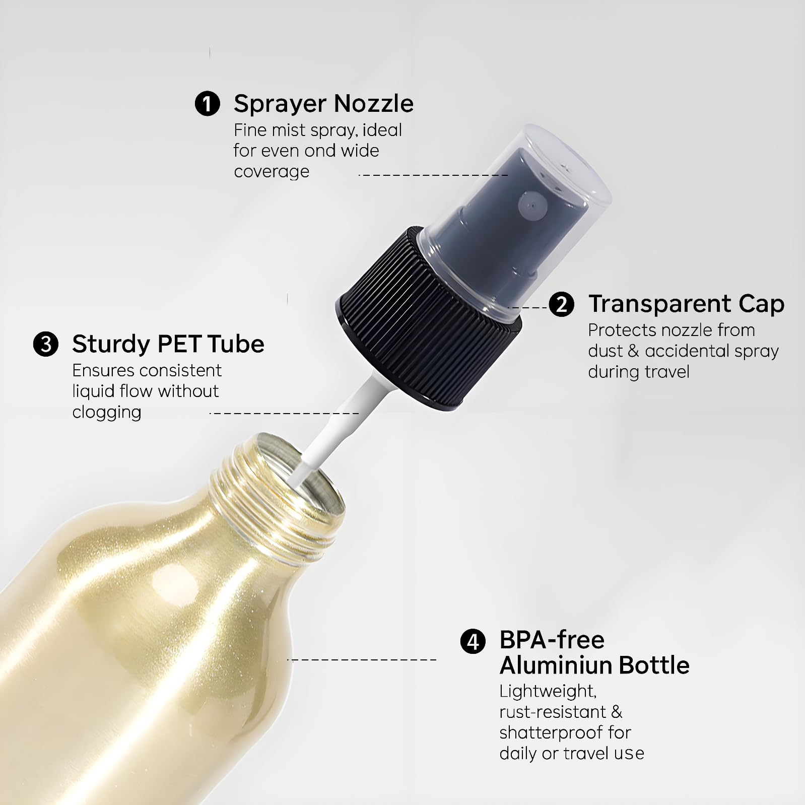 24 Pezzi 250ml Bottiglie Spray in Alluminio Oro, Cosmético Portátil Botellas in Alluminio Flacone per Profumo Oli Essenziali Tonico Soluzioni Detergenti