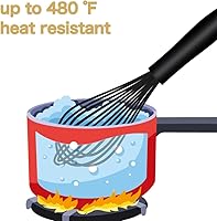 Vista 7 de Batidor de silicona apto para lavavajillas, diseño sellado impermeable, juego de 3, batidores de cocina profesionales para cocinar antiarañazos