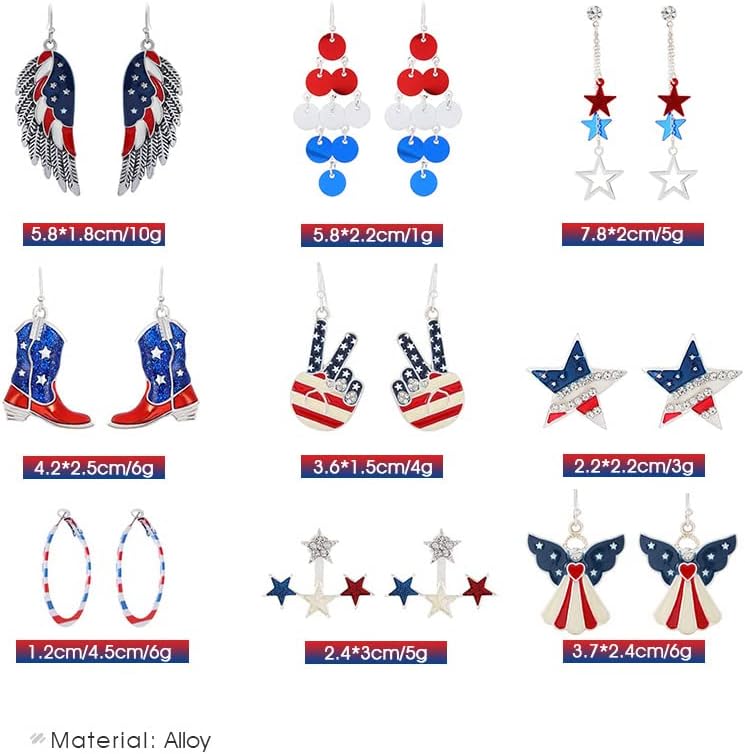 American Flag Earrings Patriotic Red White Blue USA Earring,4th of July Drop Dangle Earring Independence Day Earrings Jewelry for Women - Image 6