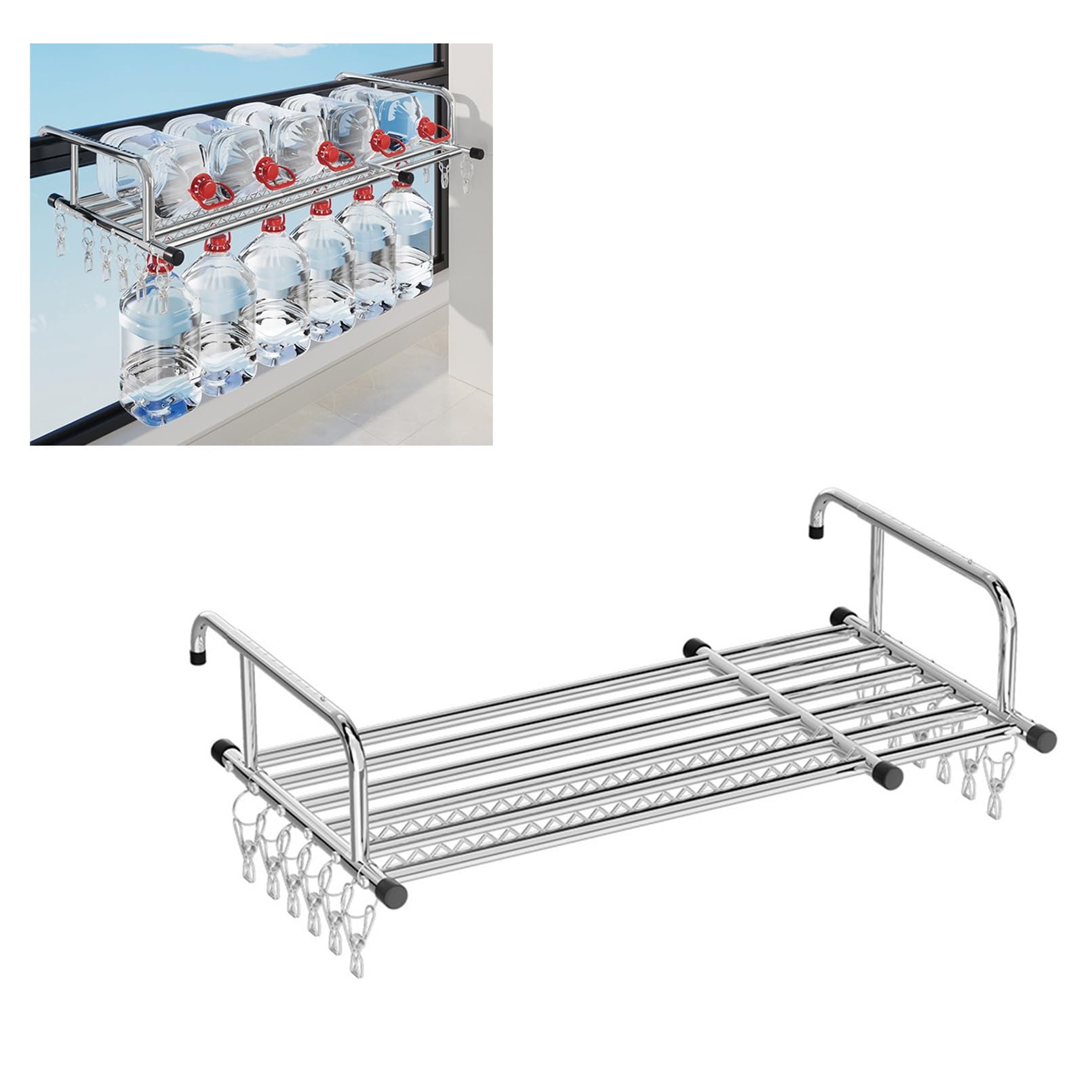 Klappbar Heizkörpertrockner, Hängewäschetrockner Wäschehänger Balkon Trockner, Windproof Wave Hole Slot Design, Kann Sofort Nach Dem Aufhängen Verwendet Werden, Platzsparender Wäschetrockner(77-140cm)