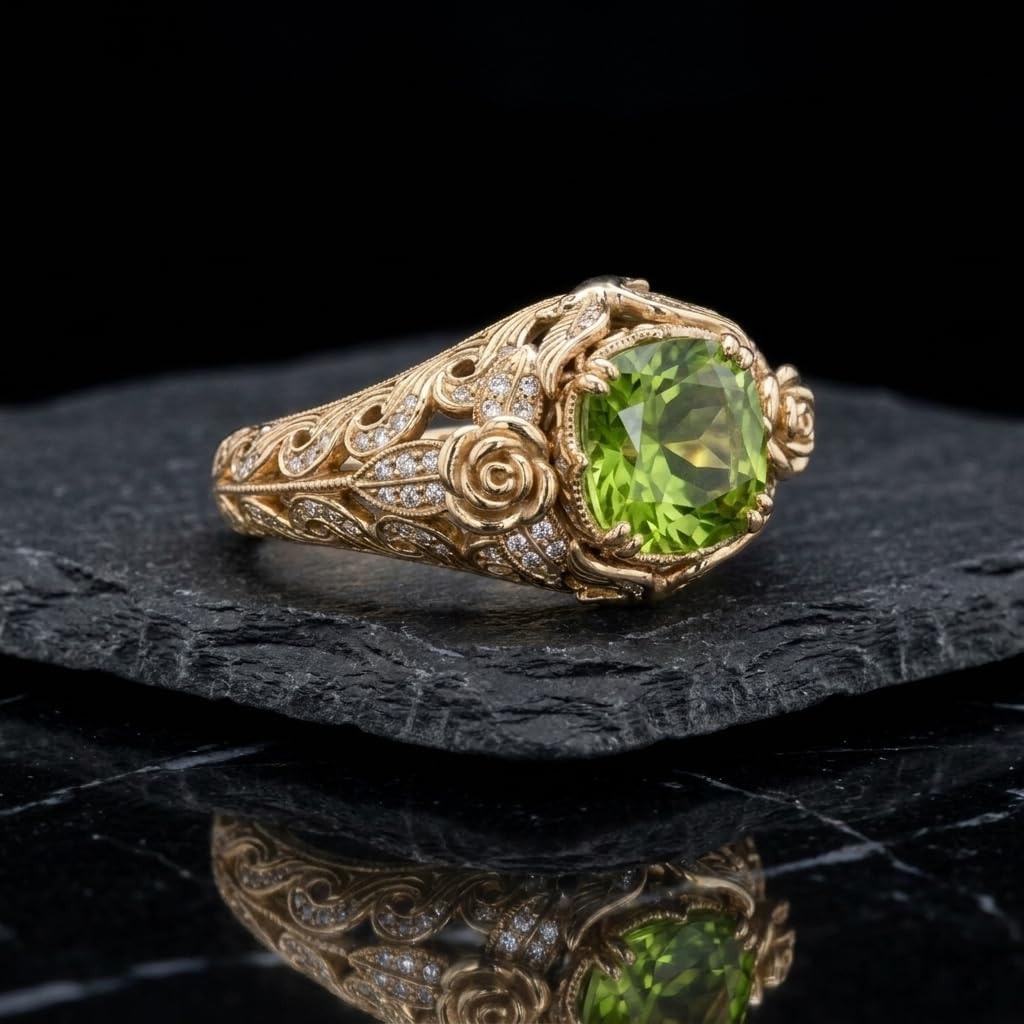 3CT Cushion Cut Vintage 925 Sterling Silver 10K 14K 18K Solid Gold Birthstone Ring For Women, Antique Victorian Nature Inspired Engagement Ring, Unique Gemstone Rings For Her