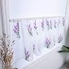 Kitchen Curtains Flower Embroidery Net Curtain Pastoral Shade Kitchen Curtains Half Curtain Short Panel Drapes purple 100X50CM wear rod