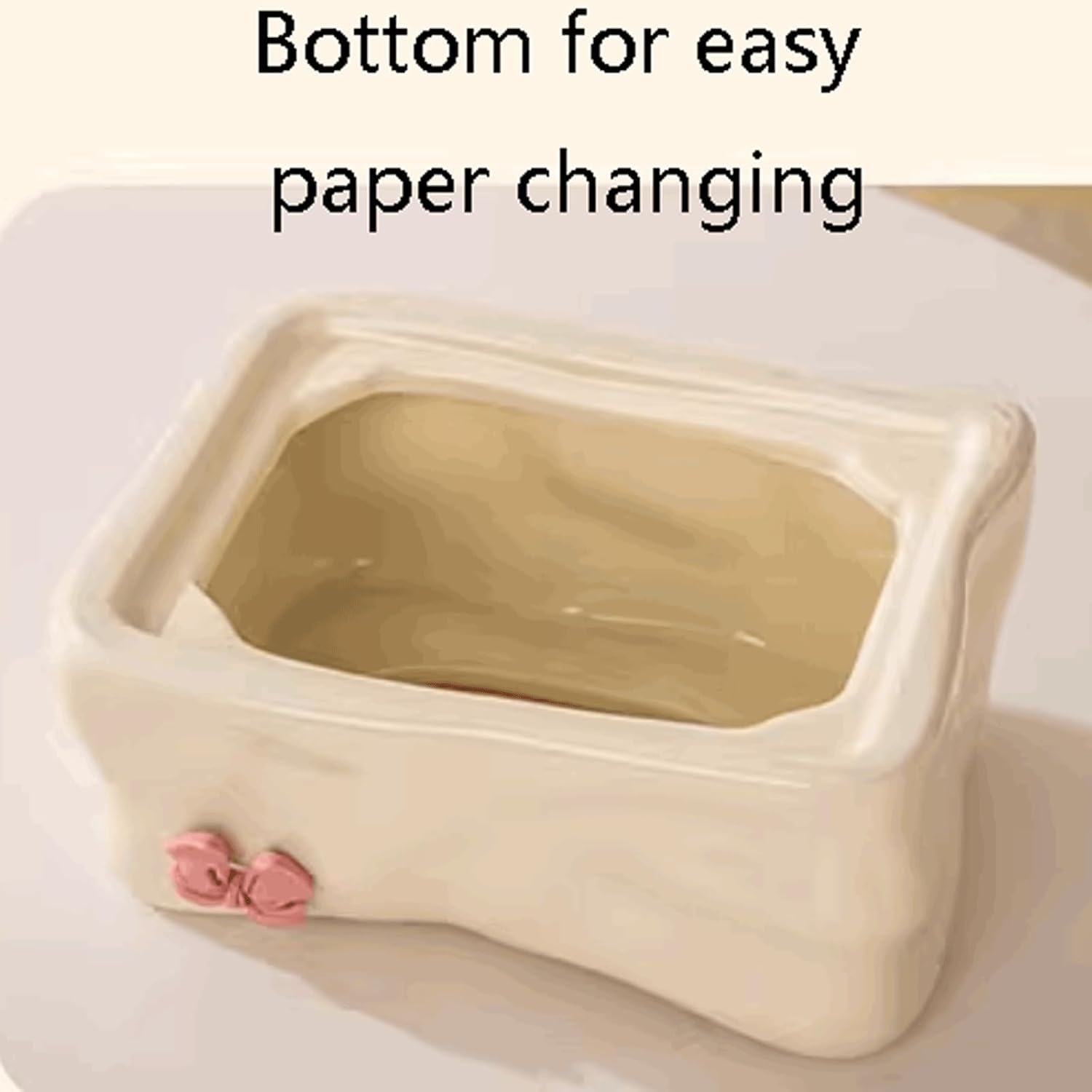 Uchwyt na chusteczki, Ceramiczna prostokątna osłonka na pudełko chusteczki, biało-srebrna, 20x14x8,5 cm(White)