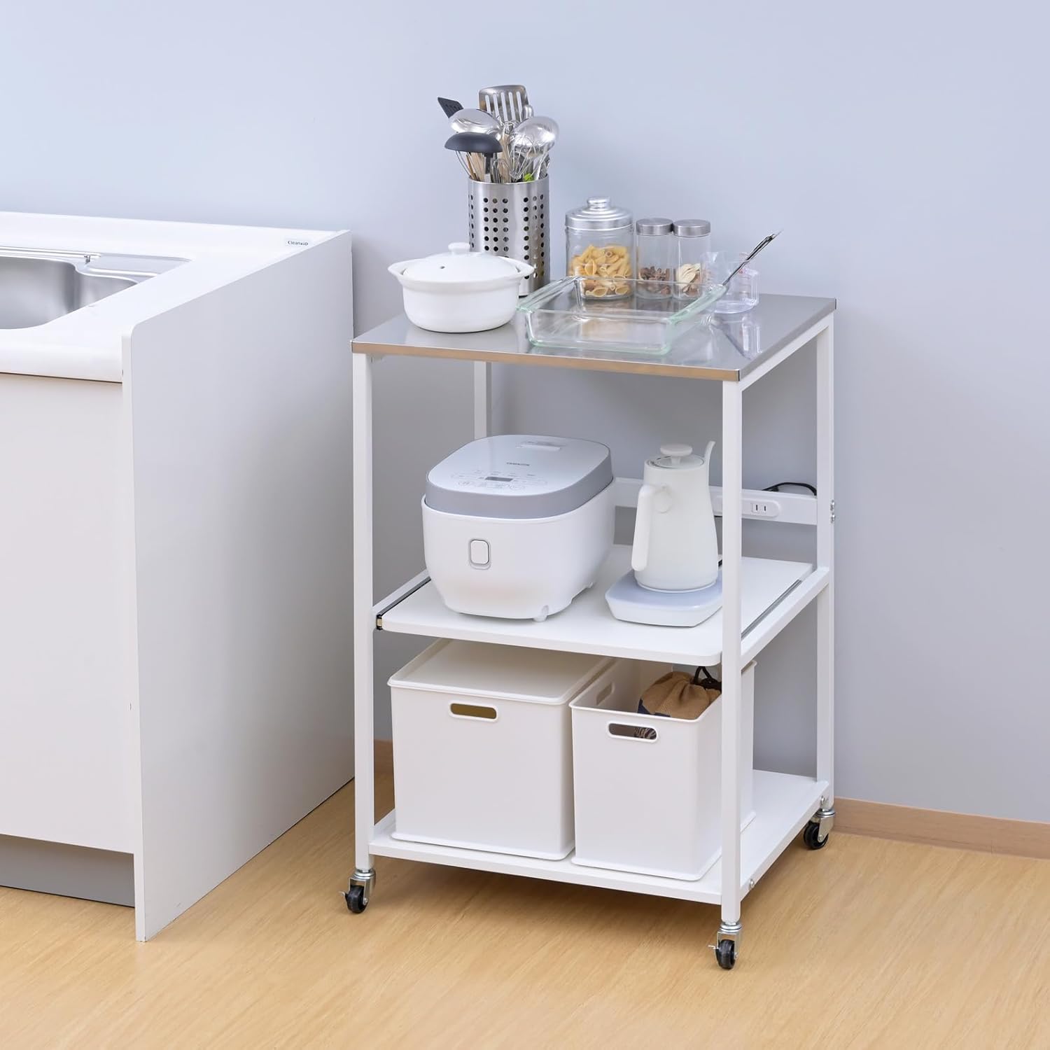 美品□天然木アルダー材 CORKコルク120オープンカウンター GARTガルト