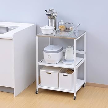 美品10/2(木)まで】レンジ台付き収納棚/コンセント2口キャスター 美品10/2(木)まで】レンジ台付き収納棚/コンセント2口キャスター