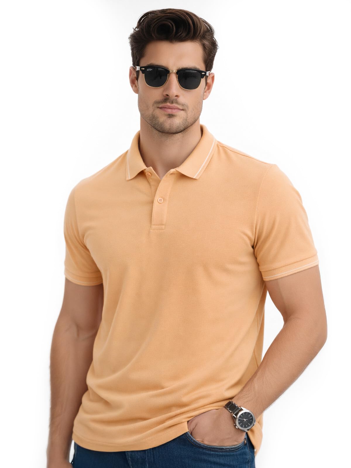 veirdo Men's Solid Polo T-Shirt Regular Fit, Cotton Fabric, Short Sleeve Casual Wear, Classic Collar,Soft Comfortable Material, (Sizes S to 2XL)-picture-29