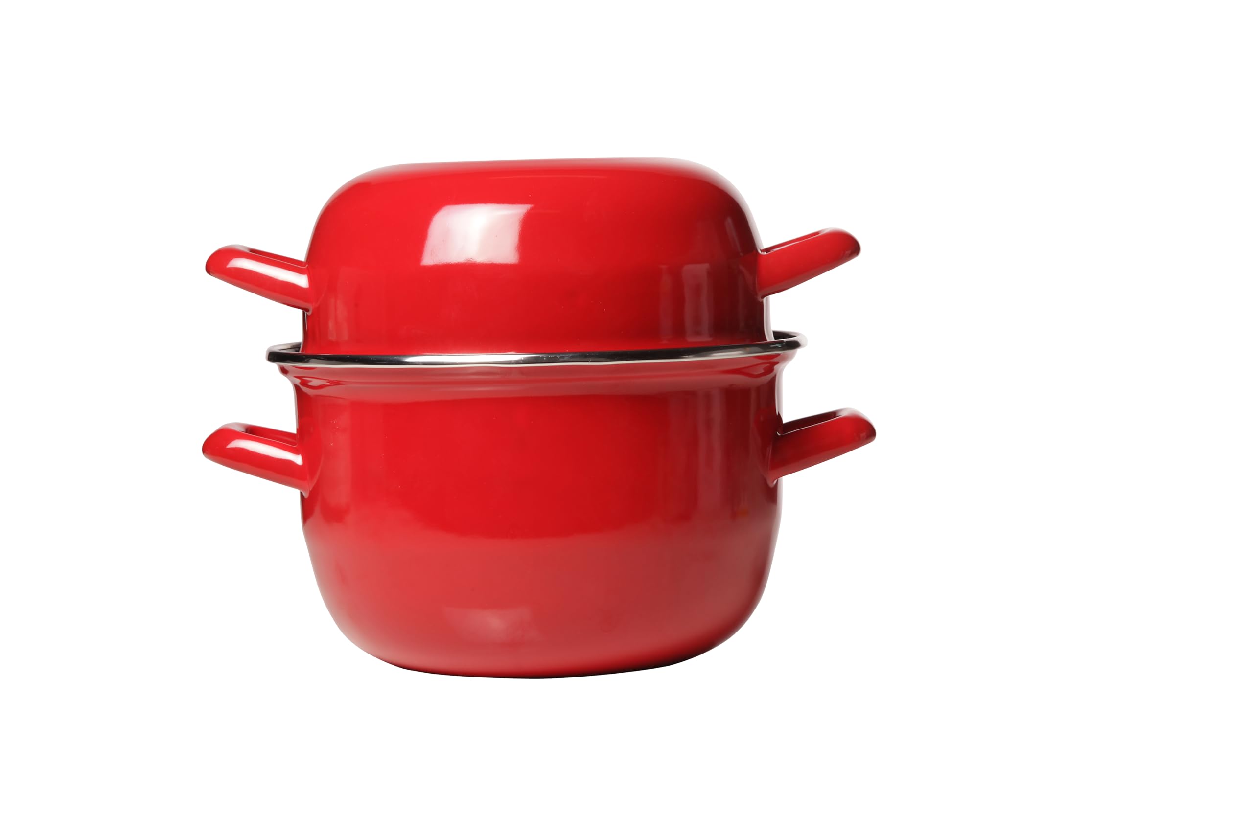 Cosy & Trendy 2.8 Litre Enamel Stainless Steel Mussel Pot, Red, D18 cm
