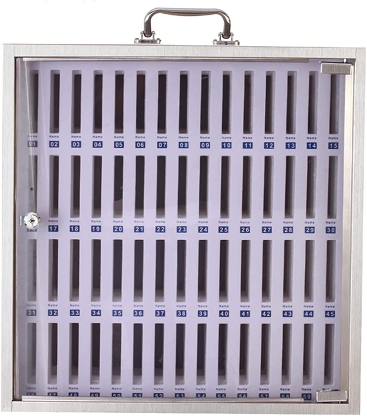Portabottiglie da appendere a 60 scomparti, in acciaio inox trasparente con ripiano per cellulari, soluzione ideale per scuole, uffici, laboratori e conferenze