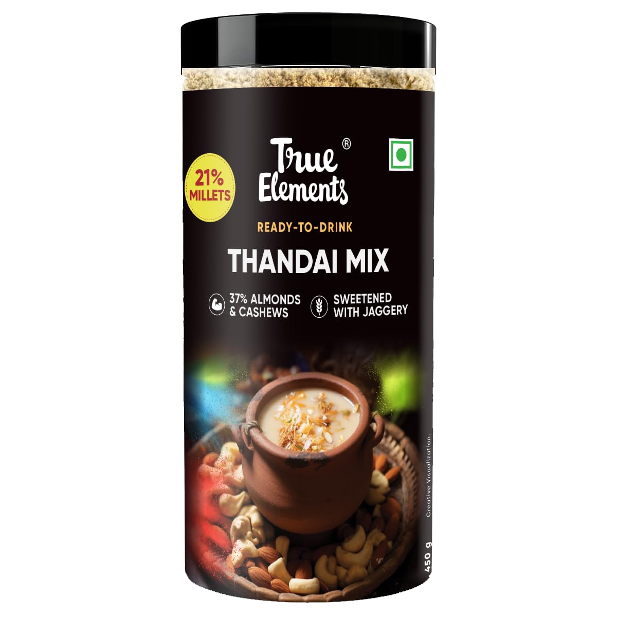 Thandai Mix 450gm by True Elements - With Nuts, Millets and Jaggery | Gluten- Free | Healthy Thandai | Easy to Make