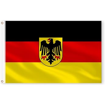 AhfuLife Germany Flag with Eagle 150 x 90 cm 1 Piece Large German National Flag Double-Sided with Brass Eyelets for Flag Lovers Football Fans Country Party and International Events