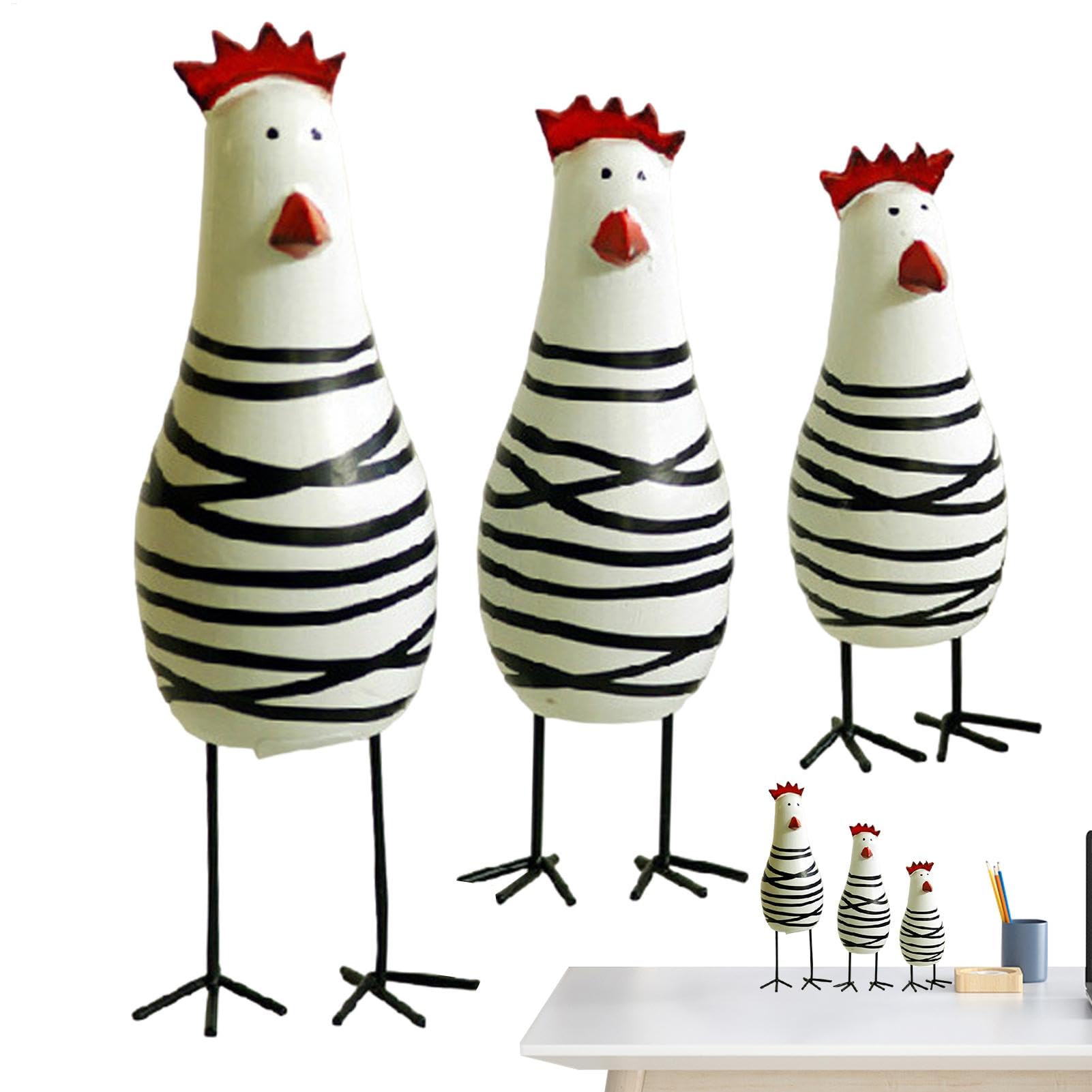 Statue de coq en bois artisanal au design épuré pour décoration de salon chic